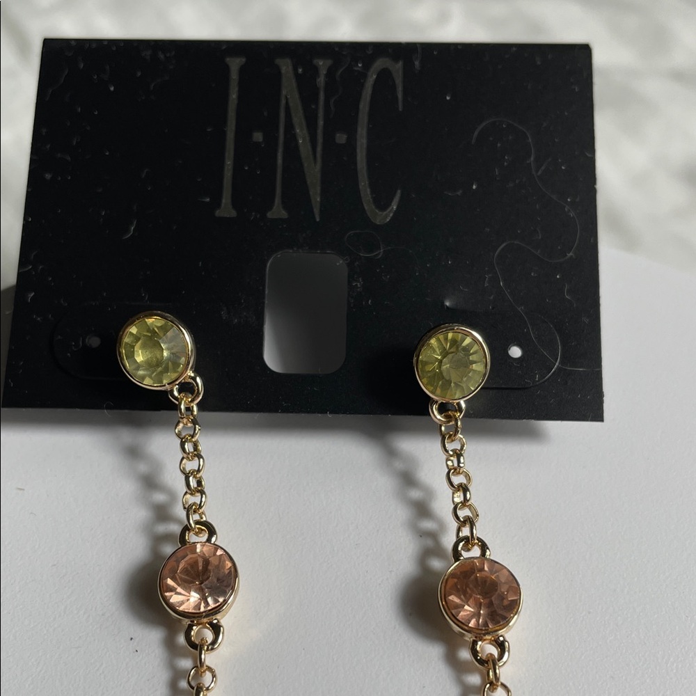 INC  Gold Multi-Color Drop Earrings - Picture 3 of 4